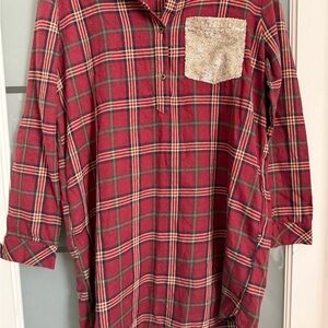 Entro Burgundy and Mustard Plaid Top